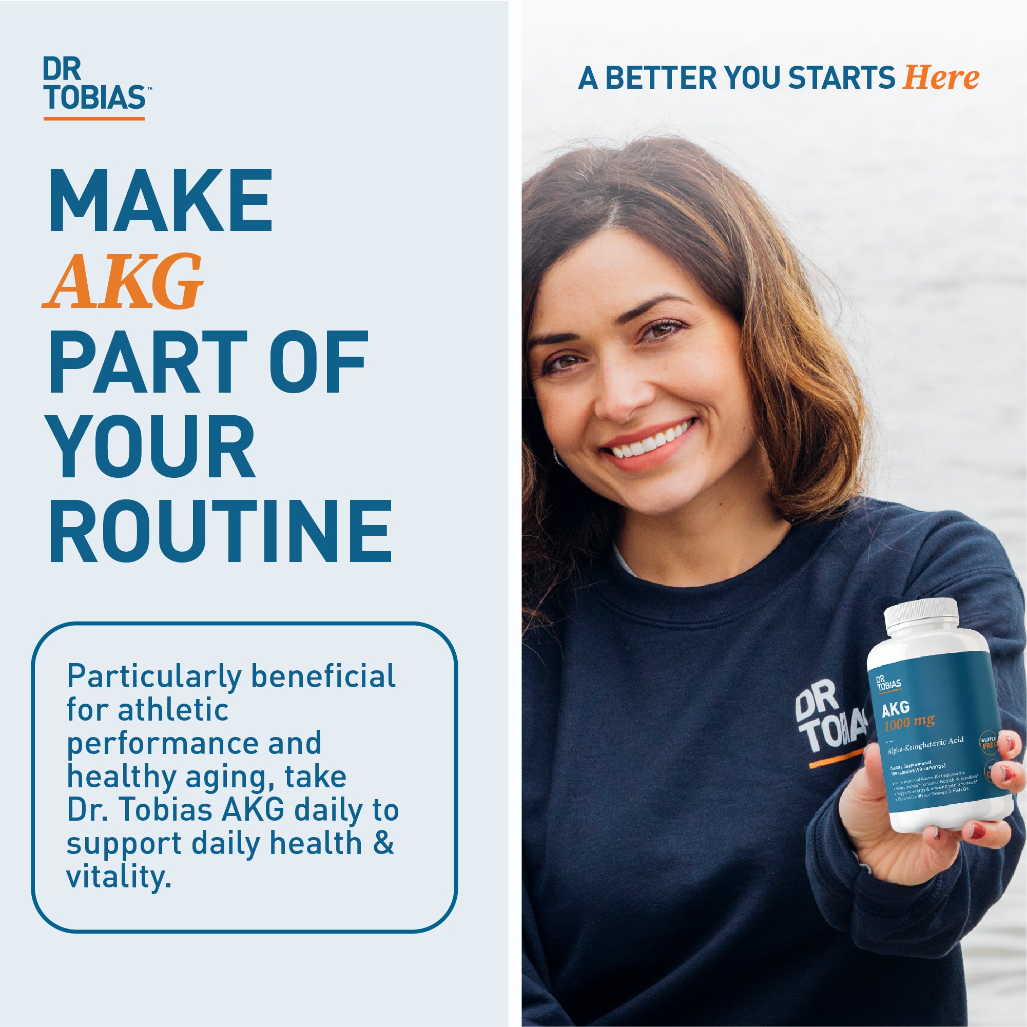 Dr. Tobias AKG Supplement 1000mg Per Serving, Bioavailable Alpha Ketoglutaric Acid, Supports Cellular Energy & Nitric Oxide Flow, Vegan