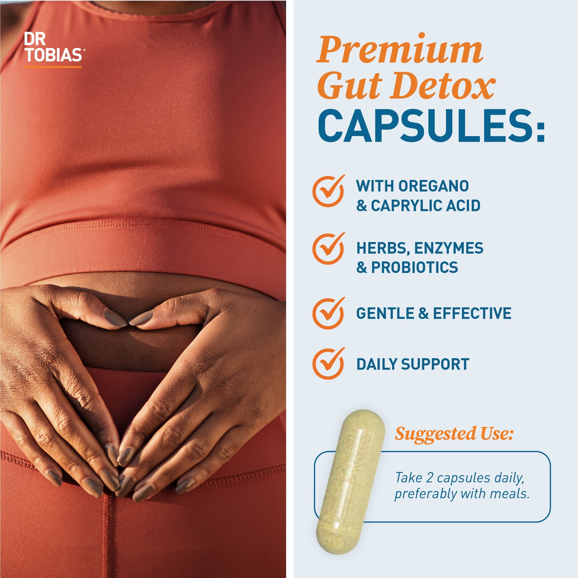 Flora balance supplement with anti-yeast herbs and probiotics for gut health