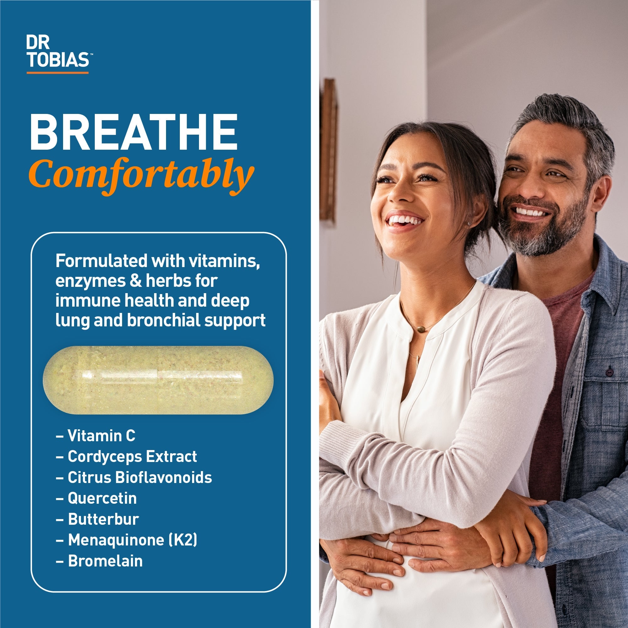 Dr Tobias lung health supplement for lung detox with vitamin c and quercetine