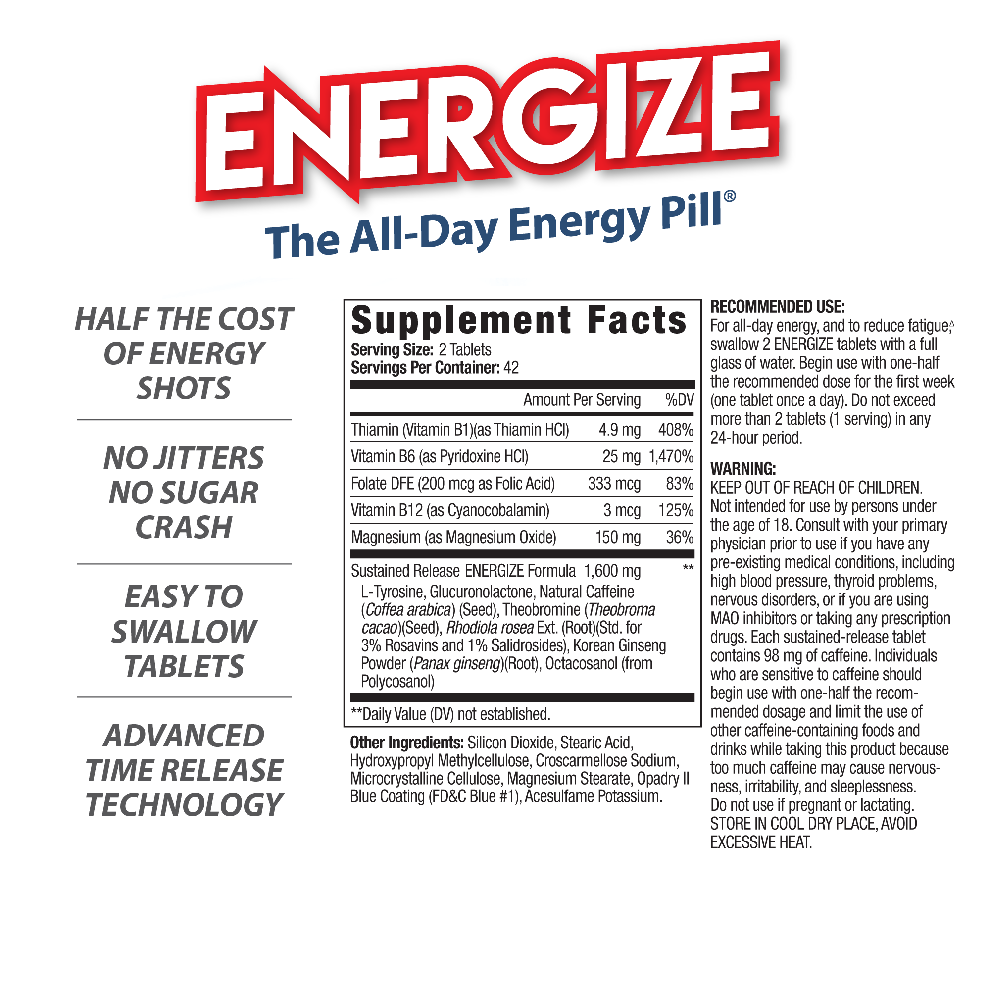ENERGIZE™ Energy Pills - All Day Energy (84 Count)