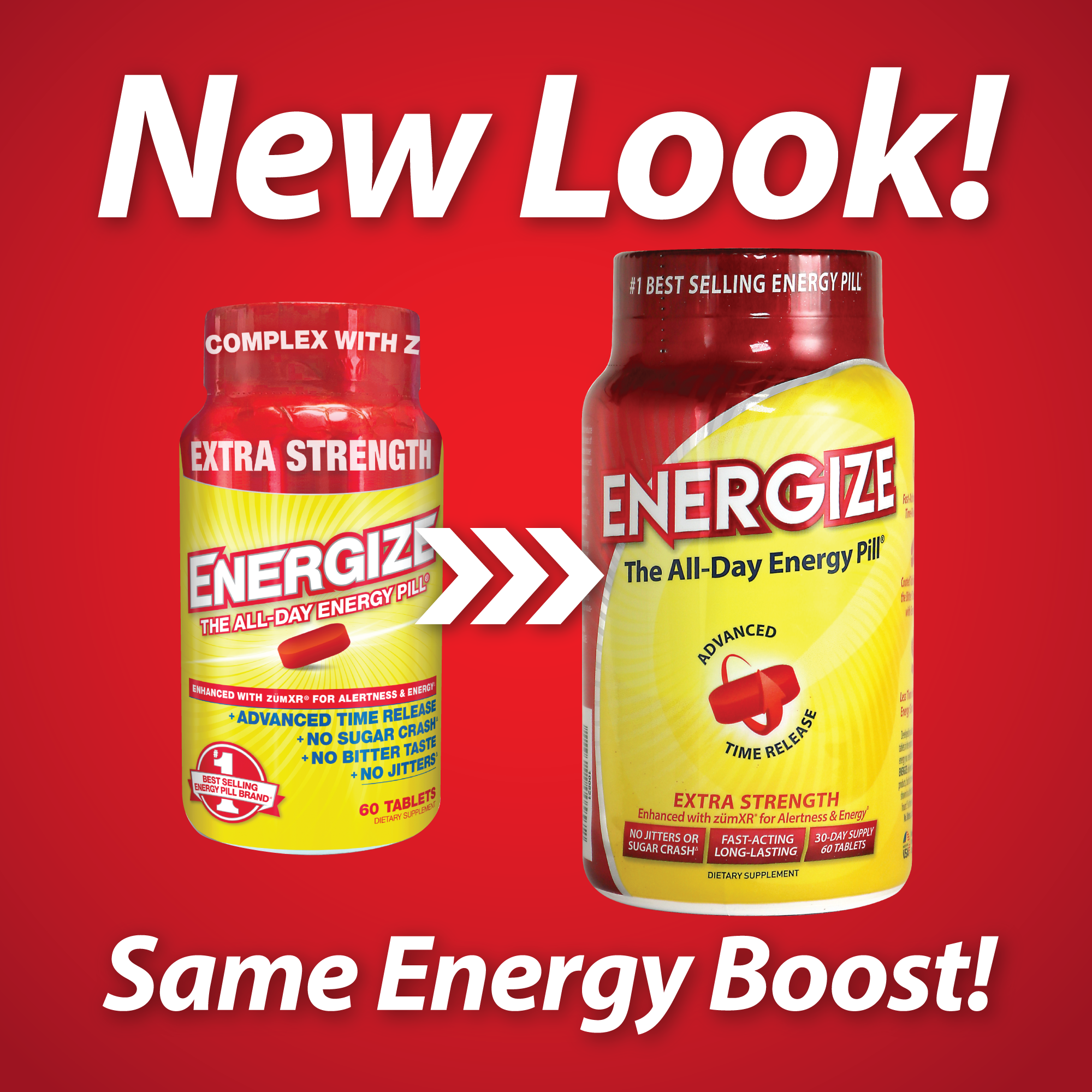 ENERGIZE™ Extra Strength Energy Pills - All Day Energy (60 Count)