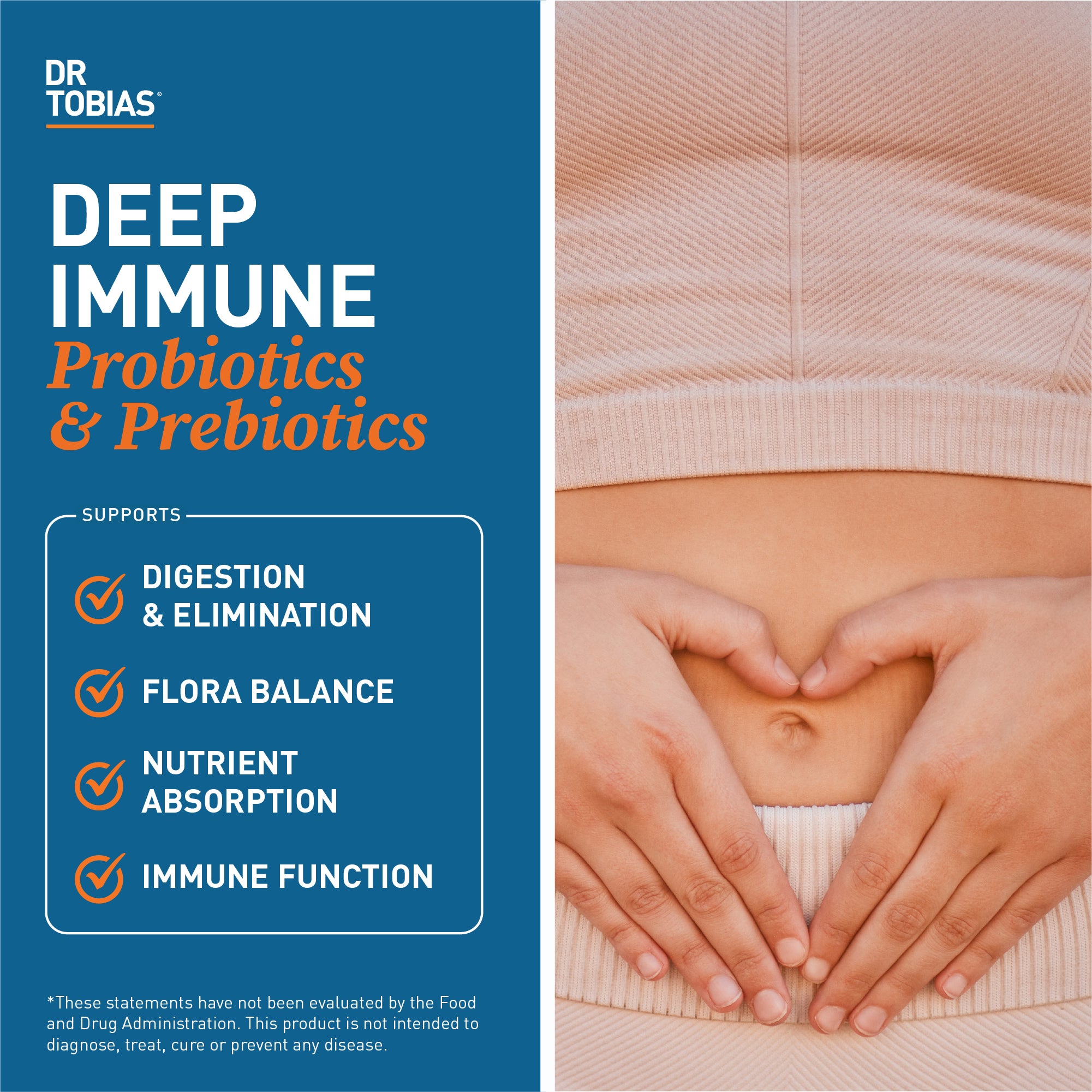 Dr. Tobias Deep Immune Probiotics & Prebiotics, Dual Action Digestion & Immune Support with PreforPro Prebiotics & Delayed Release Probiotics