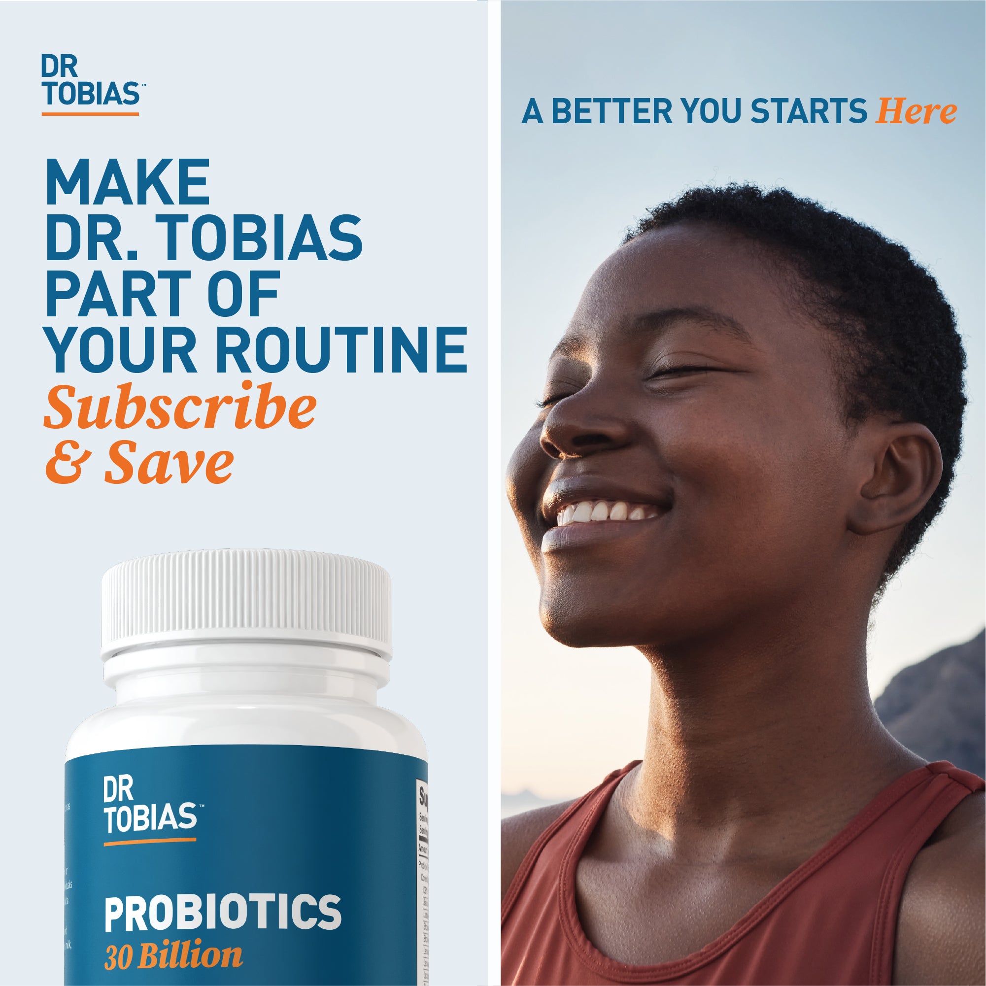 Dr. Tobias Probiotics 30 Billion, 10 Strains, 30 Billion CFU's, Targeted Release Probiotics for Women & Men, Supports Digestive Health, Shelf-Stable