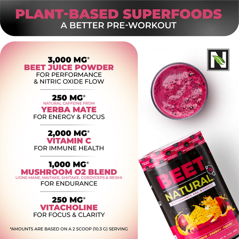 BEET NATURAL® O₂ Pre Workout - Passion Fruit Flavor