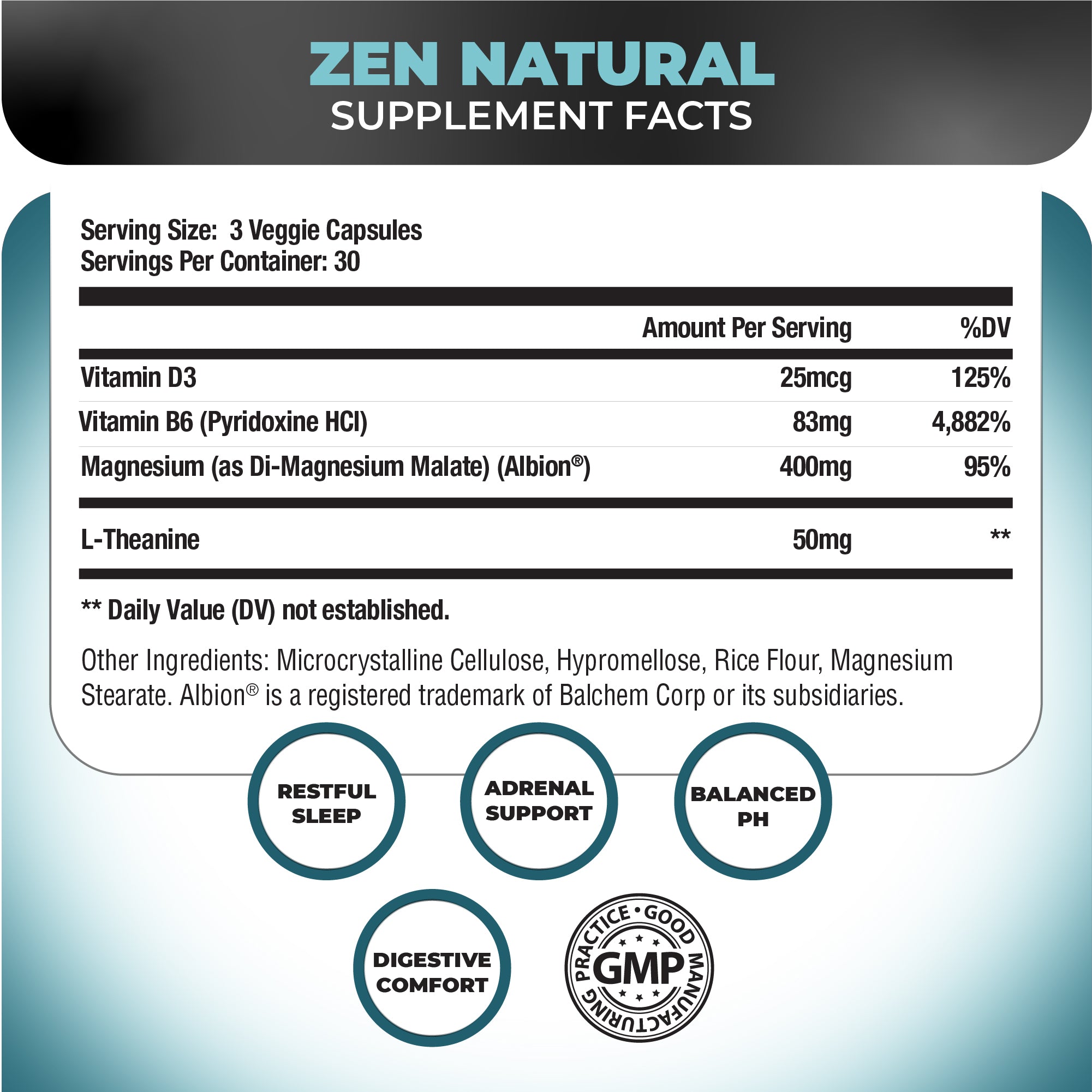 Zen Natural - 90 Veggie Caps (30 Servings)