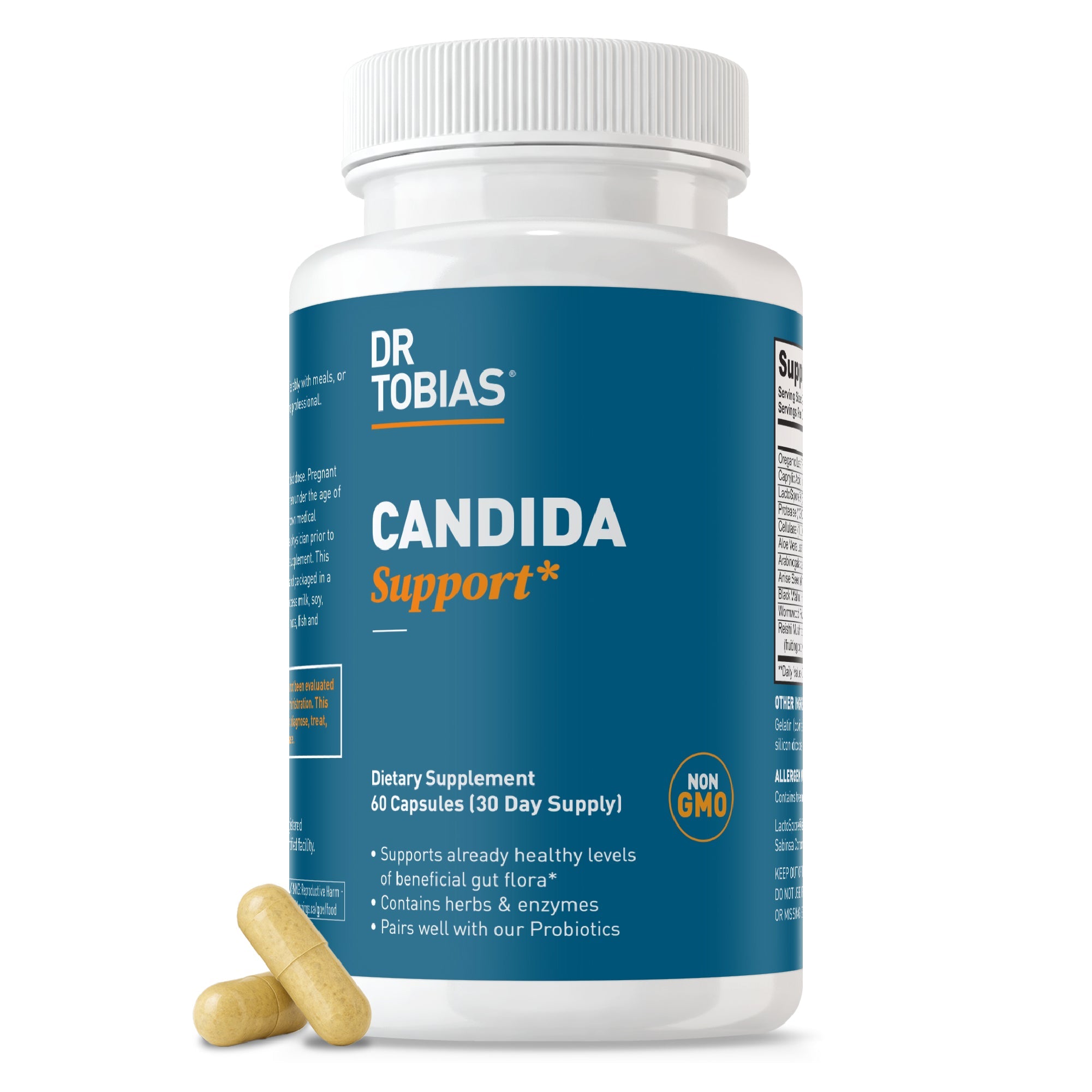 Dr. Tobias Candida Support Supplement Bottle with Capsules – 60 Count
