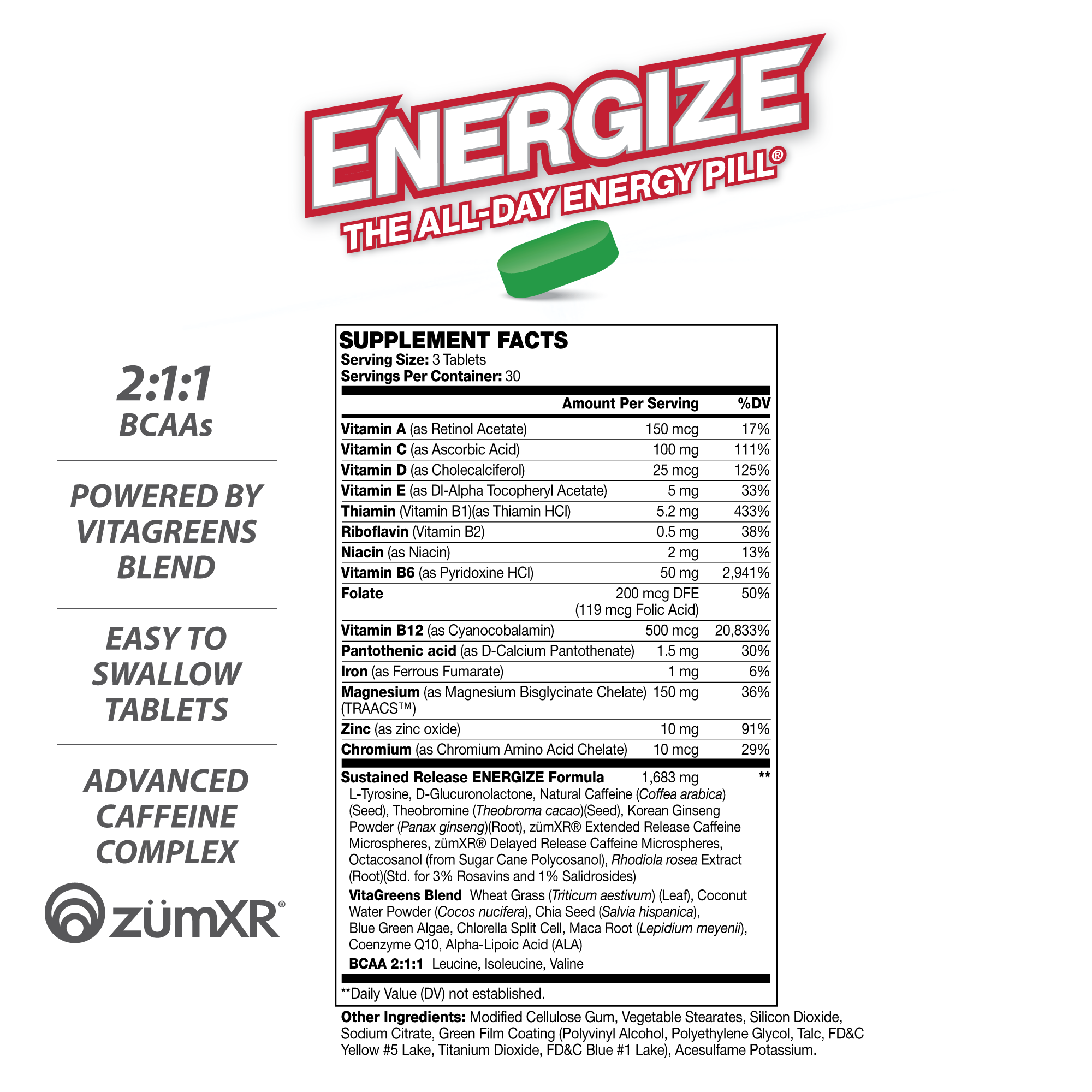 ENERGIZE™ Immunity - Immune Boost Energy Pills - All Day Energy (90 Count)